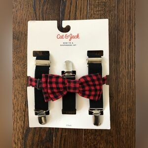 *NEW IN PACKAGE* Cat & Jack Boys 2-Piece Buffalo Checkered Bow Tie & Suspenders